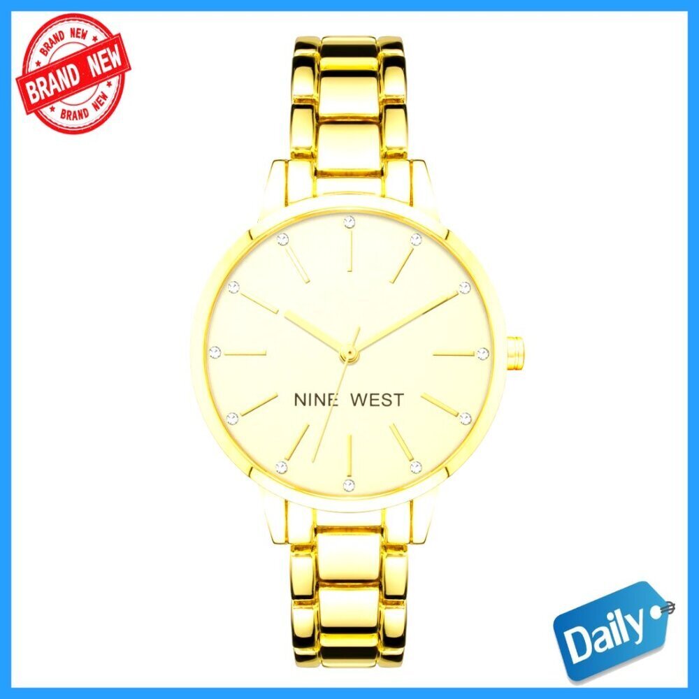 Gold-Tone Crystal Accent Watch, Adjustable Bracelet, 36mm Case